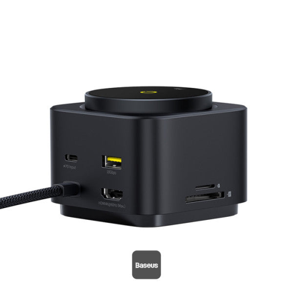 هاب Baseus MagPro II 7 في 1 مع شحن لاسلكي مغناطيسي | Baseus MagPro II 7-in-1 HUB Magnetic Wireless Charging 15W Black