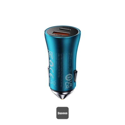 شاحن سيارة بيسوس جولدن كونتاكتور ماكس 60 واط بمنفذي USB-C وUSB-A للشحن السريع | Baseus Golden Contactor Max 60W Car Charger USB-C & USB-A Fast Charging