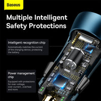شاحن سيارة بيسوس جولدن كونتاكتور ماكس 60 واط بمنفذي USB-C وUSB-A للشحن السريع | Baseus Golden Contactor Max 60W Car Charger USB-C & USB-A Fast Charging