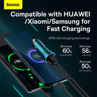 شاحن سيارة بيسوس جولدن كونتاكتور ماكس 60 واط بمنفذي USB-C وUSB-A للشحن السريع | Baseus Golden Contactor Max 60W Car Charger USB-C & USB-A Fast Charging