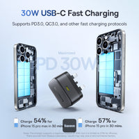 Baseus Palm Charger 1C 30W UK Black (With Cable C→C 60W 1m Black) | شاحن بيسوس بالم 1C 30 واط UK أسود