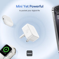 Baseus Palm Charger 1C 30W UK White (With Cable C→C 60W 1m White) | شاحن بيسوس بالم 1C 30 واط UK أبيض
