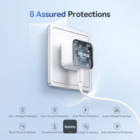 Baseus Palm Charger 1C 30W UK White (With Cable C→C 60W 1m White) | شاحن بيسوس بالم 1C 30 واط UK أبيض