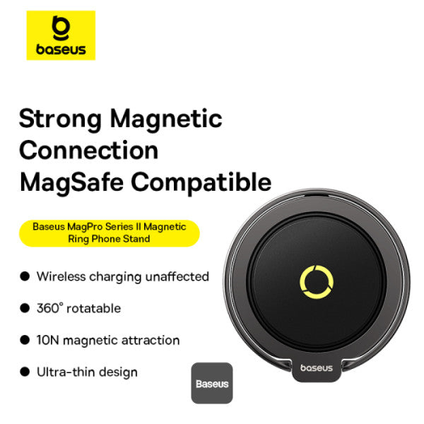 Baseus MagPro II Magnetic Ring Stand Matte Black - حلقة حامل مغناطيسي بيسوس ماج برو 2 أسود مطفي