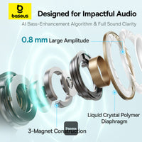 Baseus Bowie MC1 Open-Ear Ear Clip Headphones Bluetooth 5.4 40H Battery AI Bass IP57 - White | سماعات بيسوس بوي MC1 مفتوحة الأذن كليب لاسلكية بلوتوث 5.4 بطارية 40 ساعة باس ذكي مقاومة للماء IP57 - أبيض