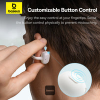 Baseus Bowie MC1 Open-Ear Ear Clip Headphones Bluetooth 5.4 40H Battery AI Bass IP57 - White | سماعات بيسوس بوي MC1 مفتوحة الأذن كليب لاسلكية بلوتوث 5.4 بطارية 40 ساعة باس ذكي مقاومة للماء IP57 - أبيض