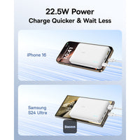 Baseus EnerFill FP21 Power Bank 10000mAh 22.5W White (With Cable C→C 30cm 20V/3A) | بيسوس إنرفيل باور بانك 10000 مللي أمبير 22.5 واط أبيض
