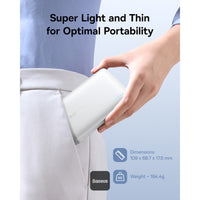 Baseus EnerFill FP21 Power Bank 10000mAh 22.5W White (With Cable C→C 30cm 20V/3A) | بيسوس إنرفيل باور بانك 10000 مللي أمبير 22.5 واط أبيض