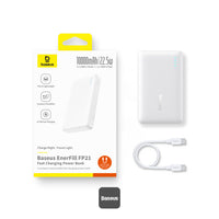 Baseus EnerFill FP21 Power Bank 10000mAh 22.5W White (With Cable C→C 30cm 20V/3A) | بيسوس إنرفيل باور بانك 10000 مللي أمبير 22.5 واط أبيض