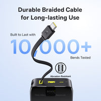 Baseus EnerFill FC51 Bipow2 Pro Power Bank 20000mAh 22.5W Black Built-in Cable - باور بانك بيسوس انرفيل FC51 بايباو 2 برو 20000 مللي أمبير 22.5 واط أسود بكيبل مدمج
