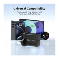 Philips Wall charger 30W with cable C-C DLP5312NB Black | شاحن حائط فيليبس 30 واط مع كيبل C-C DLP5312NB أسود