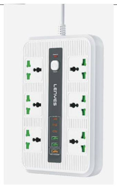 مشترك كهربائي Lenyes LS130-UK بستة منافذ كهربائية و3 منافذ ت
