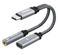 Miccell VQ-AUX005CC USB-C Audio and Charging Adapter, 3.5mm | محول Type-C للصوت 3.5 ملم والشحن