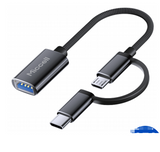 Miccell VQ-OTG02 USB OTG Adapter for Micro-USB and USB-C | محول OTG لمنافذ Micro-USB وType-C