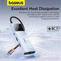 Baseus Hub Metal Gleam Series II 6 in 1 Type-C HUB HDMI 4K60HZ RJ45 Space Grey - هاب بيسوس 6 في 1 تايب سي