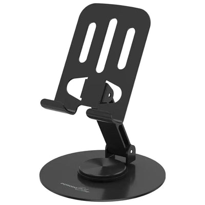 حامل هاتف مكتبي دوار 360 درجة من Porodo Blue – لون أسود | Porodo Blue 360° Rotating Desktop Phone Holder - Black