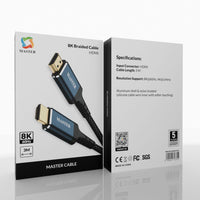 كيبل ماستر HDMI مظفر بدقة 8K وبطول 3 متر - ازرق داكن | Master Braided 8K HDMI Cable 3M - Dark Blue