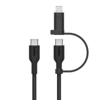 Kabloya Belkin 2-di-1 USB-C ya biraştî bi adaptora Lightning re