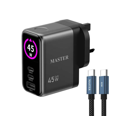 Master 45W Charger with Cable 60W USB-C to USB-C Gray MSCH45WCTOC-GY