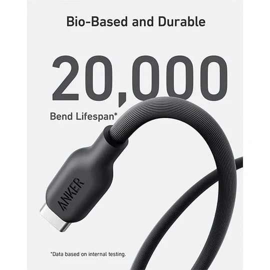 كيبل انكر  يو اس بي سي الى يو اس بي سي بقدرة 140 واط وطول 90 سم | Anker 544 USB-C to USB-C Cable 140W (Bio-Based) (0.9m/3ft)