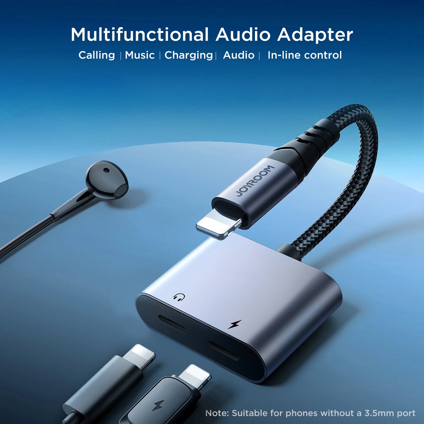 Adaptora Joyroom 2-di-1 Lightning bo Dual Lightning Port (Şarjkirin + Deng) | JOYROOM SY-L02