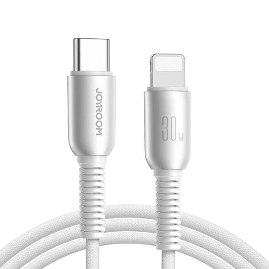 Kabloya Şarjkirinê ya Joyroom USB-C bo Lightning 30W, 1.2m - Spî