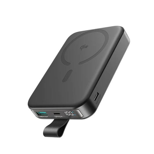 JOYROOM QI2 10,000mAh Hêza Bêtêl a Magnetîk bi Şarjkirina 22.5W û Pêveka Çêkirî - Reş | JOYROOM JR-PBM11 QI2 22.5W Hêza Bêtêl a Magnetîk bi Pêveka Çêkirî 10000mAh – Reş