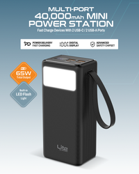 Moxedo 40,000mAh 65W power station - ports view