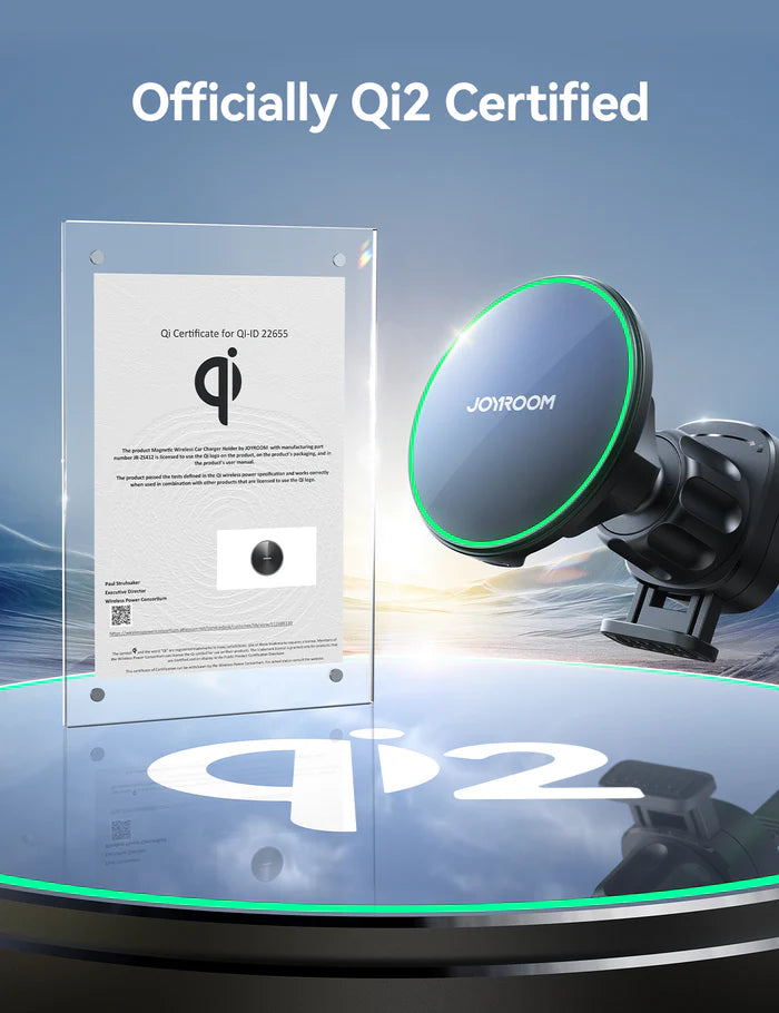JOYROOM JR-ZS412 Çiyayê Şarjêrê Otomobîlê ya Bêtêl a Magnetîk bi Şarjêkirina Bêtêl a 15W | Qi2