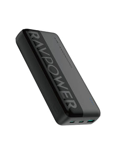 باور بانك راف باور PB1229 بسعة 20,000 مللي امبير وبقدرة شحن 22.5 واط SCP و 20 واط PD - اسود | RAVPower RP-PB1229 20000mAh Power Bank – 22.5W SCP & 20W PD Fast Charging – Black