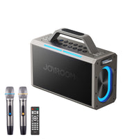 سماعة جويرووم بايز سيريس لاسلكية مع مايكرفونين - اسود مع لمسات سماوية | JOYROOM JR-MW03 Pies Series Dual Mic Wireless Speaker – Black With Cyan Accents