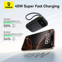 Baseus EnerFill FC31 Qpow 3 Power Bank 20000mAh 45W Black - باور بانك بيسوس انرفيل FC31 كيو باو 3 20000 مللي أمبير 45 واط أسود