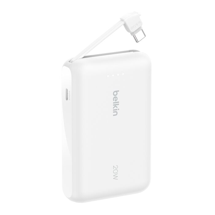 باور بانك بيلكن بسعة 10,000 مللي أمبير مع كيبل تايب سي مدمج | Belkin 10K Power Bank with Integrated USB-C Cable