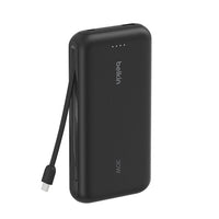 باور بانك بيلكن بسعة 20,000 مللي امبير وبقدرة شحن 30 واط مع كيبل تايب سي مدمج | Belkin Power Bank 20K with USB-C Cable 30W Fast Charging