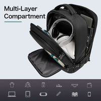 حقيبة ظهر بانجي للاعمال مضادة للسرقة بسعة كبيرة ومقاومة للماء - اسود | BANGE Men’s Business Double-Shoulder Waterproof Travel Backpack – Black