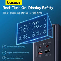 برج طاقة Baseus PowerCombo 3AC+2U+2C 35W - Baseus PowerCombo Tower Strip 3AC+2U+2C 35W 1.5m EU Black