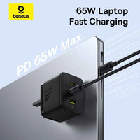 شاحن بيسوس بالم 2C+U بقوة 65W قابس بريطاني أسود | Baseus Palm Charger 2C+U 65W UK Black