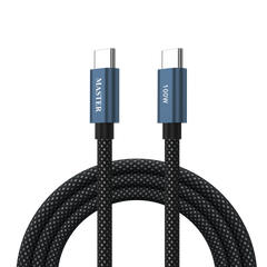 كيبل ماستر مظفر تايب سي الى تايب سي بقدرة شحن 100 واط - ازرق داكن | Master Braided 100W USB-C to USB-C Cable - Dark Blue