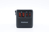 شاحن سفر موماكس 1-World  العالمي ب 4 منافذ وبقدرة شحن 100 واط | Momax 1-World 100W GaN Charger | 4-Port Universal Fast Charger with AC Travel Adapter