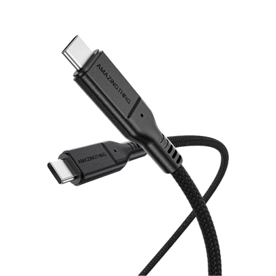 كيبل اميزنك ثنك ثاندر برو يو اس بي سي الى يو اس بي سي بقدرة 240 واط - اسود | AMAZINGTHING Thunder Pro 240W Type-C to Type-C Cable (USB 3.2 Gen2 – 20Gbps) – Black
