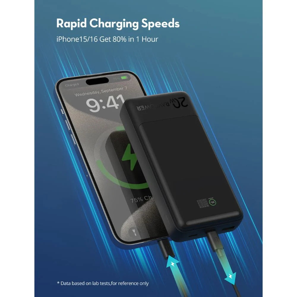 Banka Hêzê ya RAVPower RP-PB1238 20,000mAh 20W - Reş | Banka Hêzê ya RAVPower RP-PB1238 PD Pioneer 20000mAh 20W - Reş