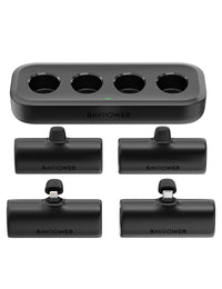 كومبو باور بانك راف باور, 4 x باور بانك بسعة 5000 مللي امبير مع قاعدة شحن - اسود | RAVPower RP-PB1223 Family Charging Combo 4 × 5000mAh Power Bank With Charging Station - Black