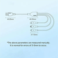 Baseus Ultra-Fast 3-in-1 Cable USB-A to Micro+Lightning+Type-C 3.5A 1.3m White | كابل بيسوس الترا فاست 3 في 1 يو اس بي 3.5 أمبير 1.3 متر أبيض