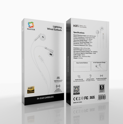 Master In-Ear Wired Earbuds Lightning – White | سماعات ماستر سلكية داخلية Lightning بيضاء