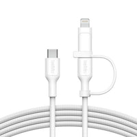 Kabloya Belkin 2-di-1 USB-C ya biraştî bi adaptora Lightning re