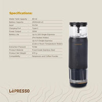 ماكينة إسبريسو محمولة LePresso مع مقياس حرارة حراري – أسود | LePresso Portable Espresso Machine with Thermal Meter – Black