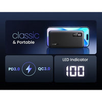 UGREEN 10000mAh Two-way Fast Charging Power Bank Black - باور بانك يوجرين 10000 شحن سريع ثنائي الاتجاه أسود