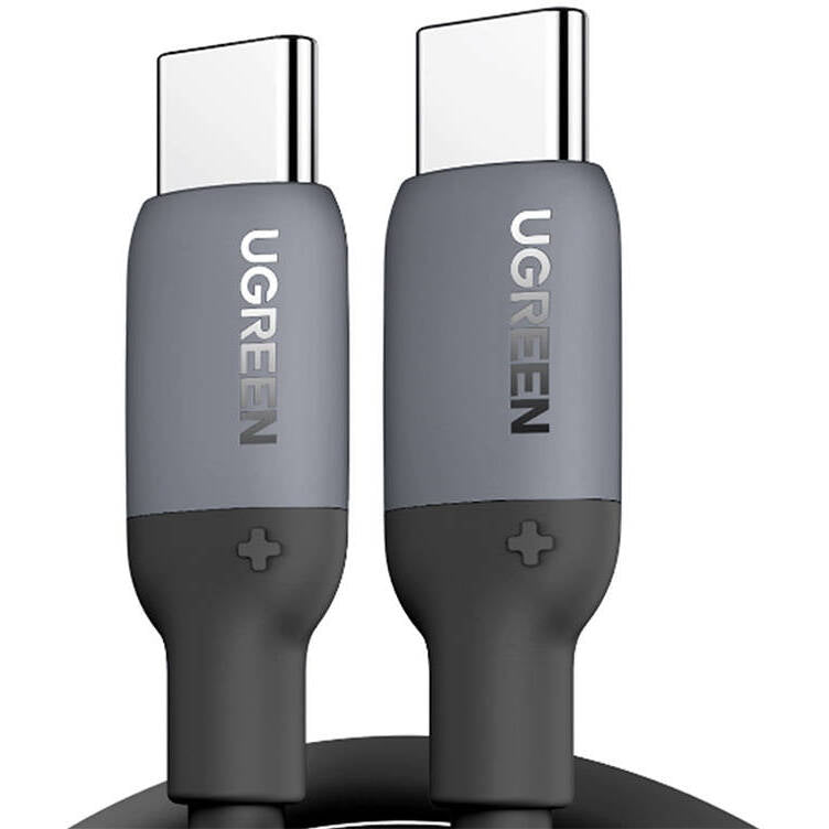 كابل Ugreen من Type-C إلى Type-C سيليكون أسود شحن سريع 2 متر - UGREEN USB-C to USB-C Silicone Fast Charging Cable Black 2M For Laptops & Phones