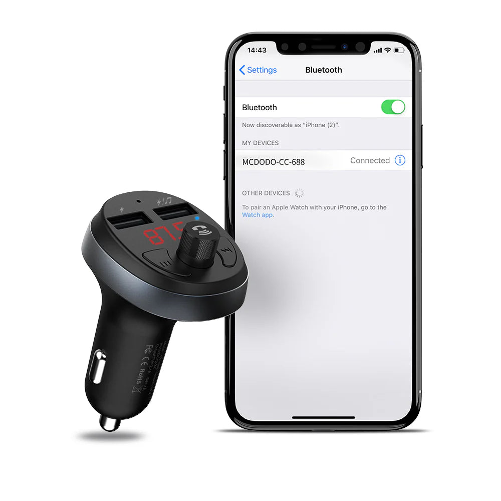 Şarjêra Otomobîlê ya Mcdodo Bluetooth 5.1 FM Dual USB