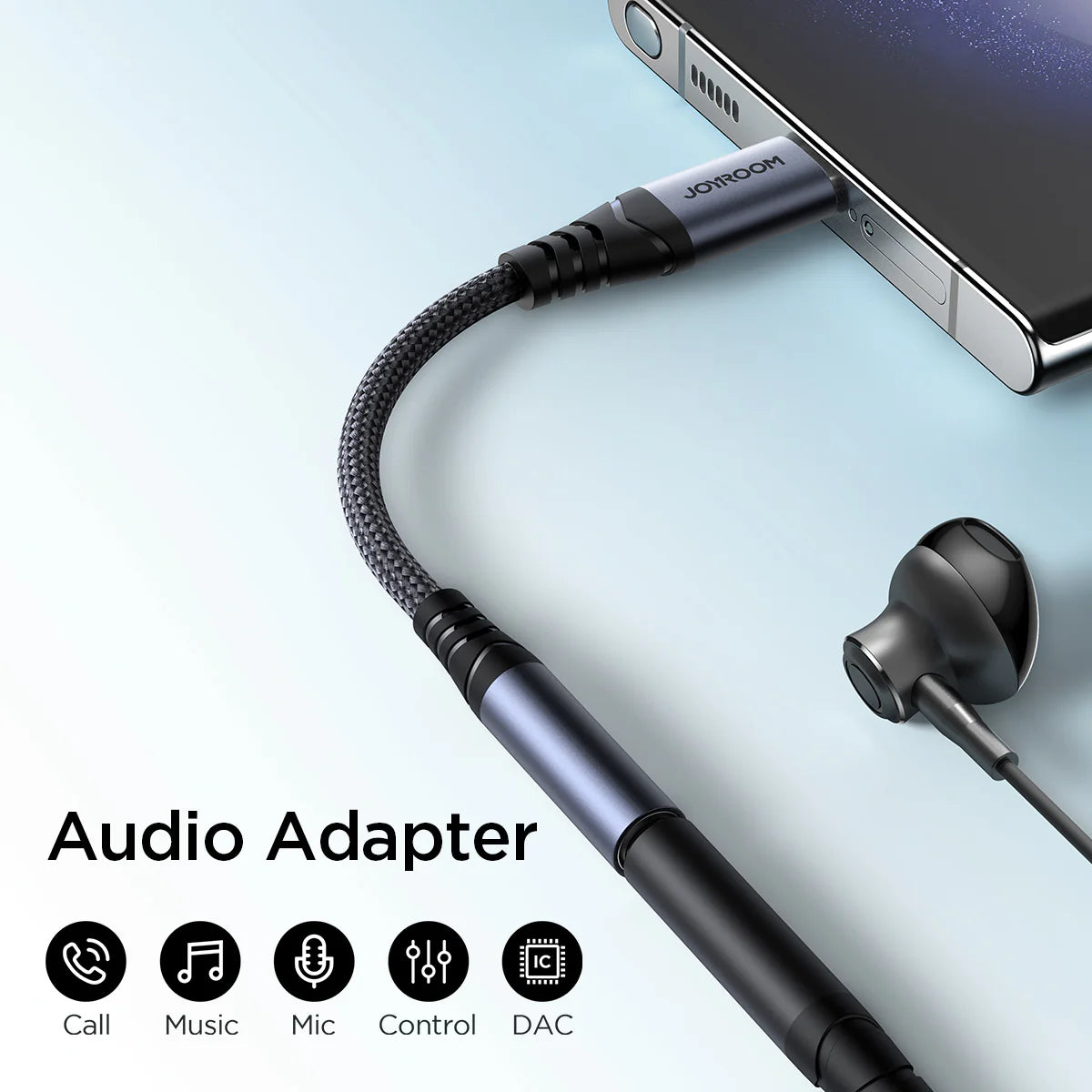 JOYROOM SY-C01 Adaptora Dengî ya Type-C bo 3.5mm - Adaptora Dengî ya Joyroom Type-C bo 3.5mm: Sêwirana xurt û dengek zelal